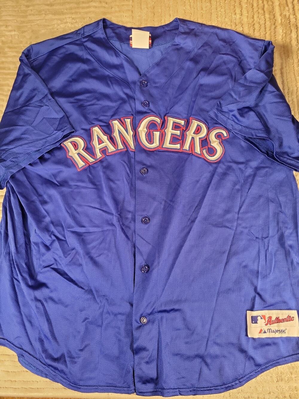 Majestic Texas Rangers Jersey Baseball Mens 2XL XXL Adult Button Up